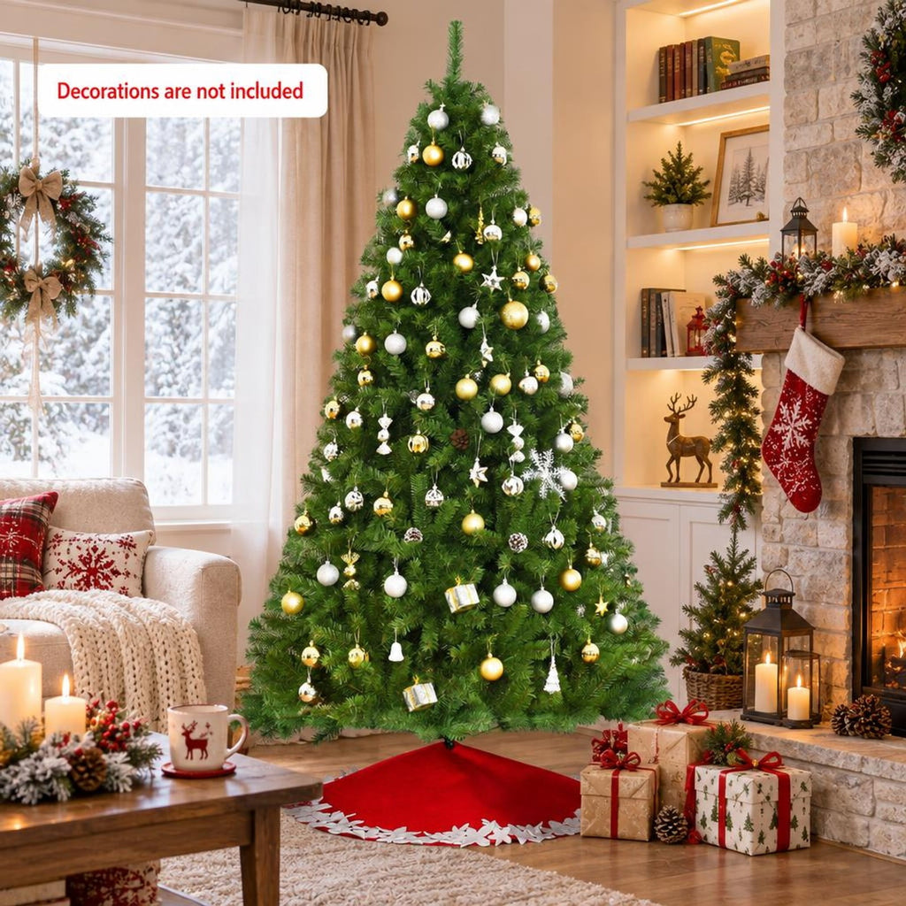 Airfind PVC Artificial Christmas Tree Premium Hinged-7.5 ft, PVC iron Frame, 3.8ft x 6ft Footprint, Green