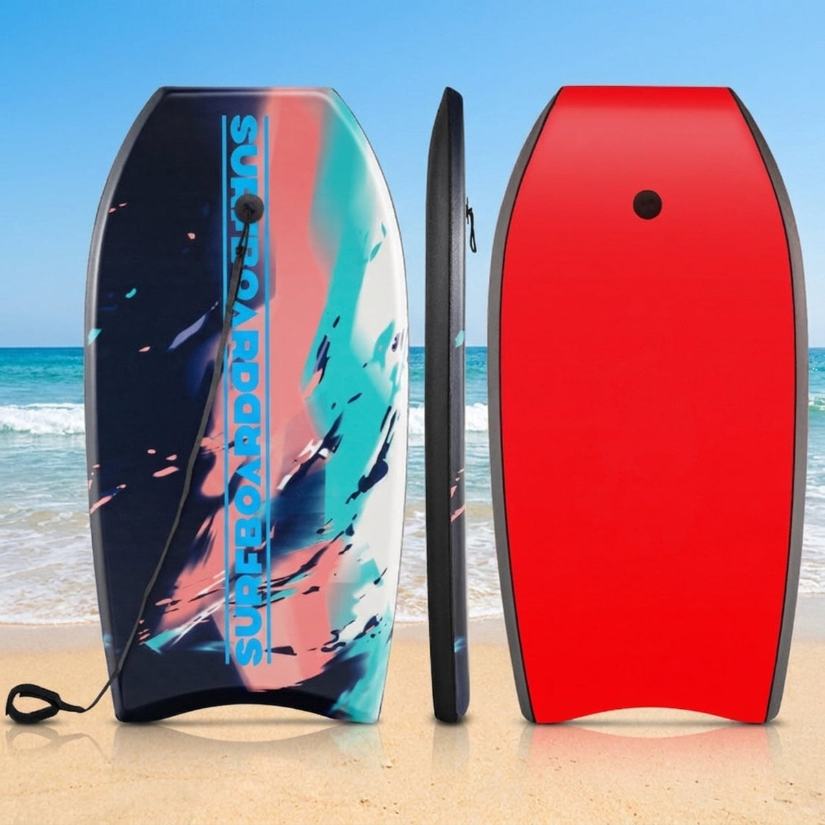 Airfind 37 Boogie Board with Sunset Splash Graphic Deck ¡ª EPS Core, XPE Top, HDPE Slick Bottom, Crescent Tail, Coiled Wrist Leash