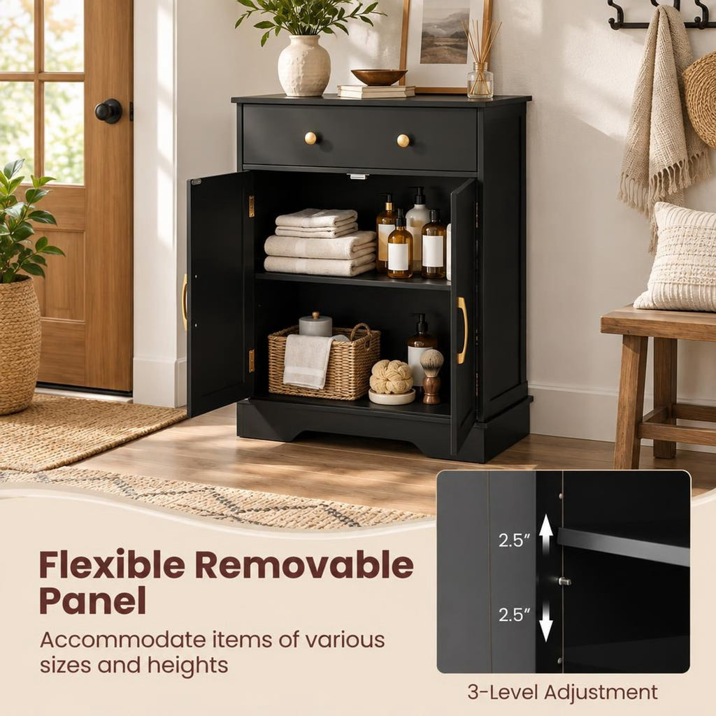 Airfind Floor Storage Cabinet with Doors Modern Buffet Sideboard with Drawer and Adjustable Shelf, 44 lbs Capacity, Engineered Wood Metal Frame