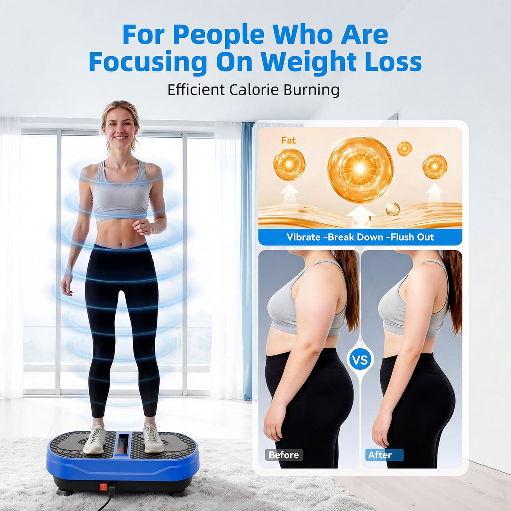 Airfind Vibration Plate Exercise Machine for Lymphatic Drainage, Full Body Workout Vibration Platform with Bluetooth Speaker,2 Loops and 5 Resistance Bands for Home Exercise Gym,450lb Capacity,Blue