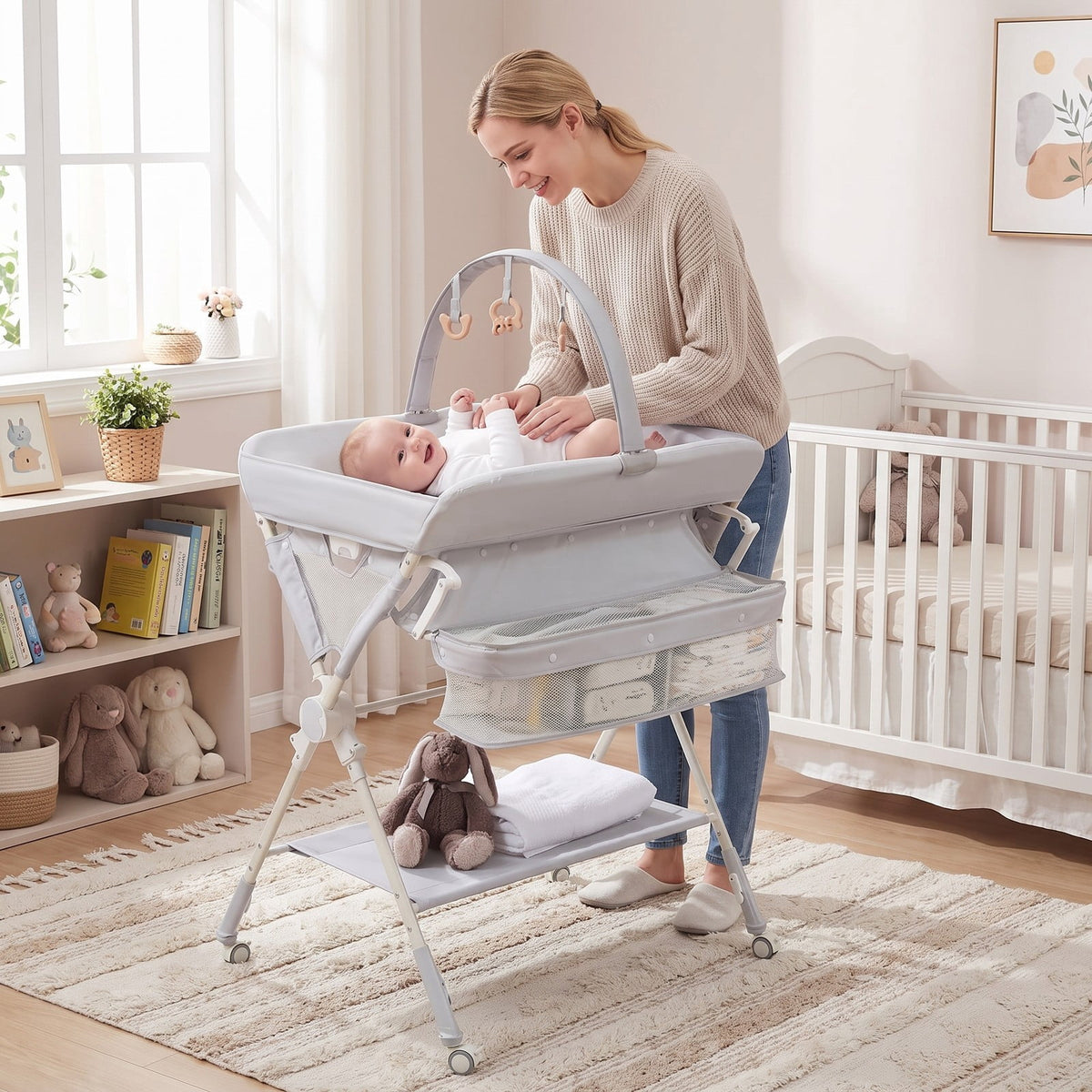 Airfind Youth Changing Table Foldable Diaper Changing Station with Storage Bag and Shelf, 55 lbs for Everyday Use, Unspecified