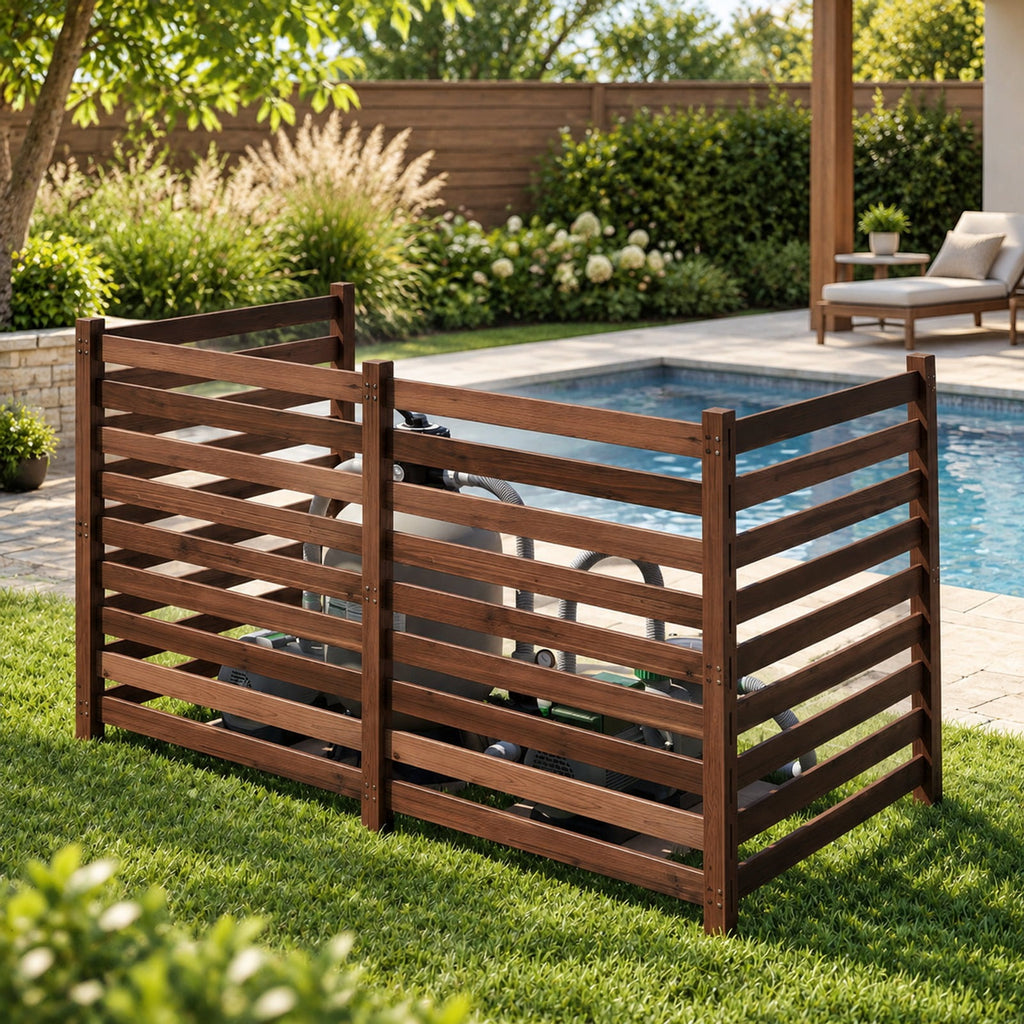 Airfind 4-Panel Wooden Outdoor Privacy Fence with Ground Stakes, Fir Wood, Product Dimensions of Each Screen 38.5 Inch, Brown