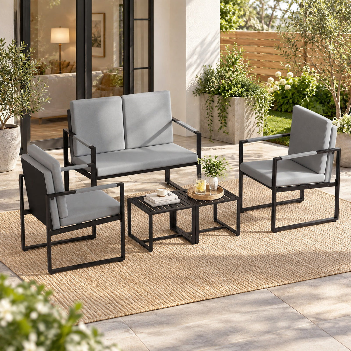 Airfind Mid Century Modern Single, Set of 2, Sofa Chairs with Cushions, 265 lbs Capacity, PU Leather Metal Sponge Frame, 25 Inch x 27.5 Inch x 35.5 Inch, Gray
