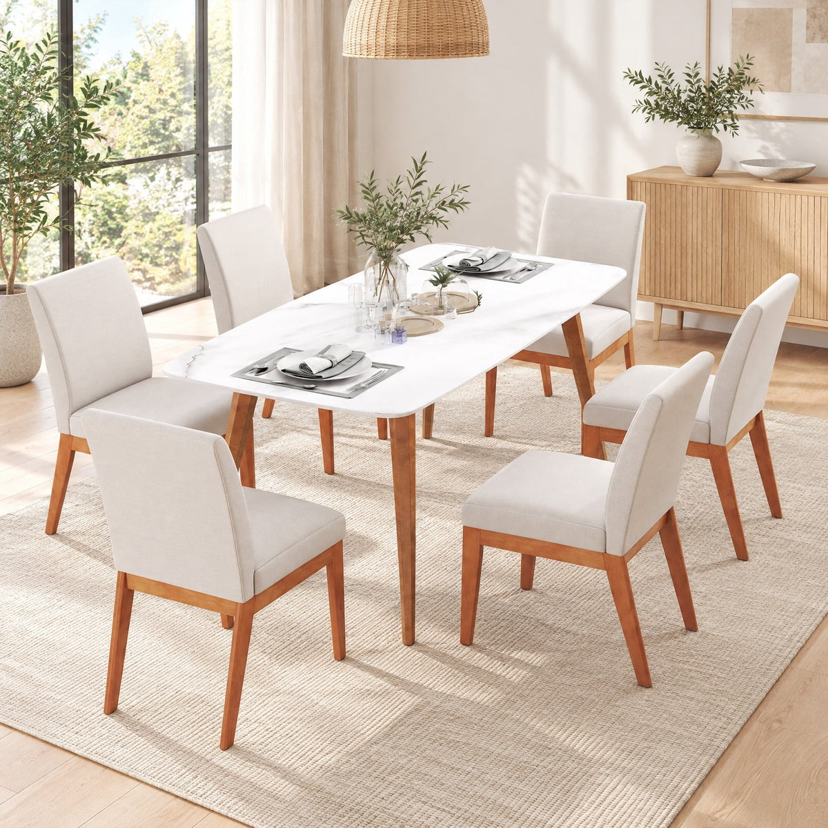 Airfind Upholstered Dining Chairs Set of 2 Kitchen Armless Side Chairs with Rubber Wood Legs, Chair 330 lbs Capacity, 17.5 x 23 x 34 Footprint