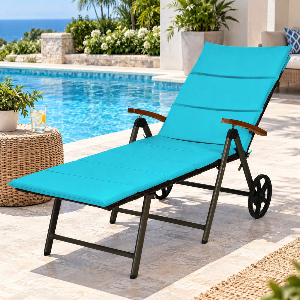 Airfind Outdoor Chaise Lounge Chair Rattan Lounger Recliner Chair, 385 lbs Height from ground to seat: 15.7 Capacity, PE rattan aluminum Frame