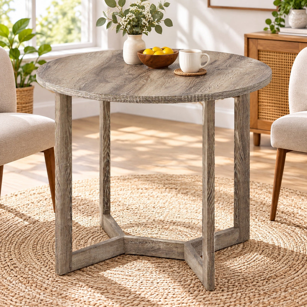 Airfind 36 Inch Round Wood Dining Table for 2-4 People with Wing-shaped Pedestal Base, 220 Lbs Capacity, Rubber Wood Mdf, 36 Inch X 30 Inch, Black