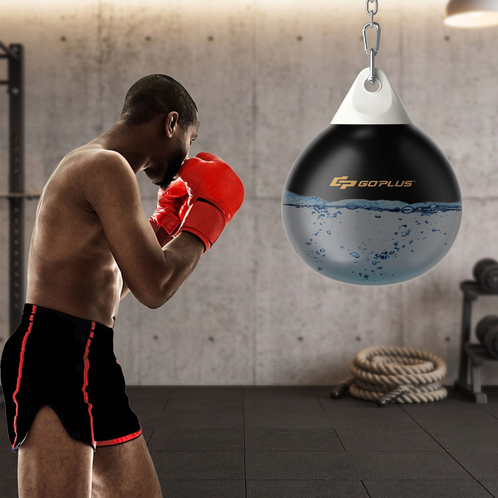 Airfind 18 Inch 110 lb Heavy Aqua Water Punching Bag with Adjustable Metal Chain and Water Injector for Home Gym Boxing MMA Training, Black