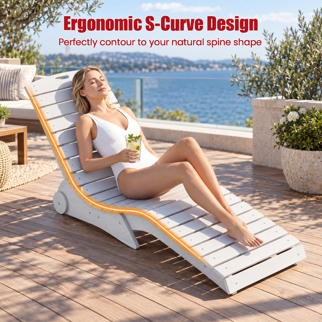 AIRFIND In-Pool Lounge Chair for Baja Shelves, HDPE Pool Ledge Lounger with Contoured Back, Built-In Wheels and 450 lb Capacity, White