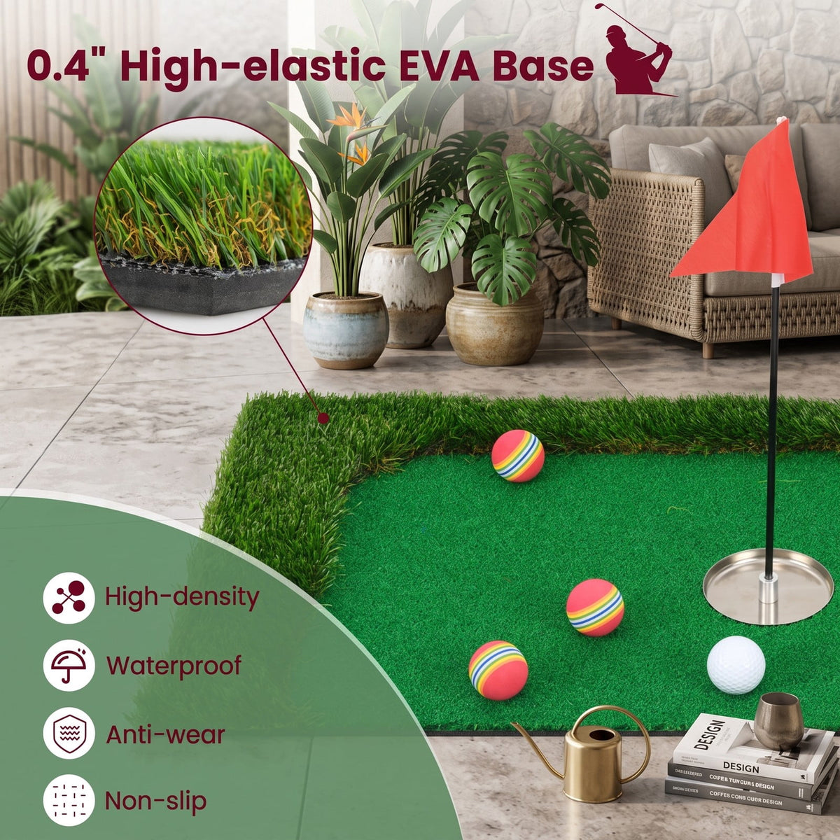 Airfind Floating Golf Green for Pool with 6 Golf Balls, Golf Flag, Hitting Mat and Tee, Waterproof EVA Practice Putting Green for Backyard Pool Party, Green