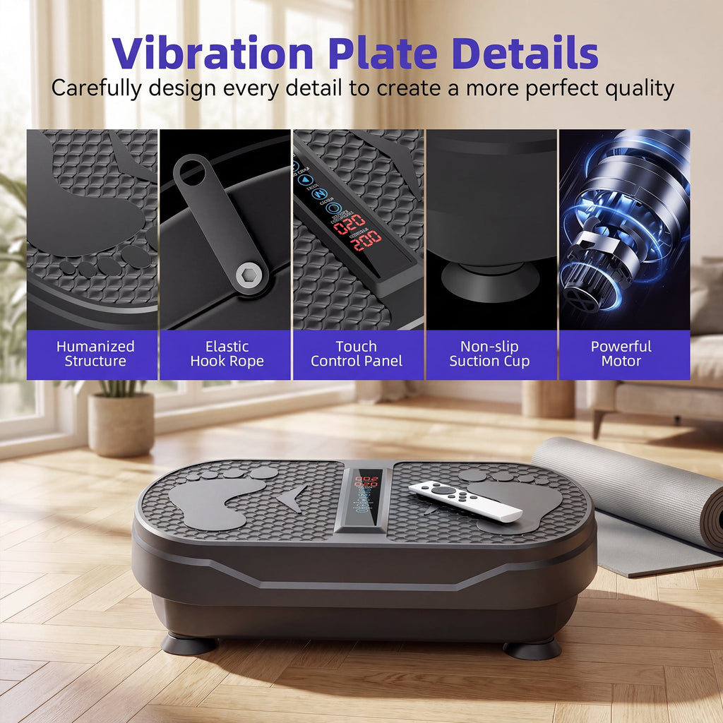 Airfind Vibration Plate Exercise Machine for Lymphatic Drainage,Bluetooth Speaker Weight Loss Whole Body Workout,with 2 Loops and 5 Resistance for Home Exercise Gym,450lb Capacity