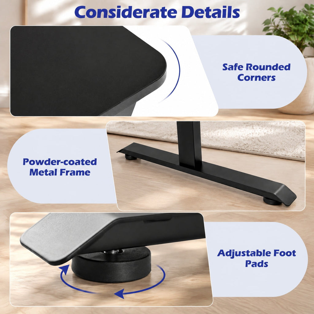 Airfind 55 Inch x 27 Inch Electric Standing Desk with Drawers, Engineered Wood Metal Fabric Frame, 55 Inch x 27 Inch x 33.5 Inch -51 Inch Footprint, Black