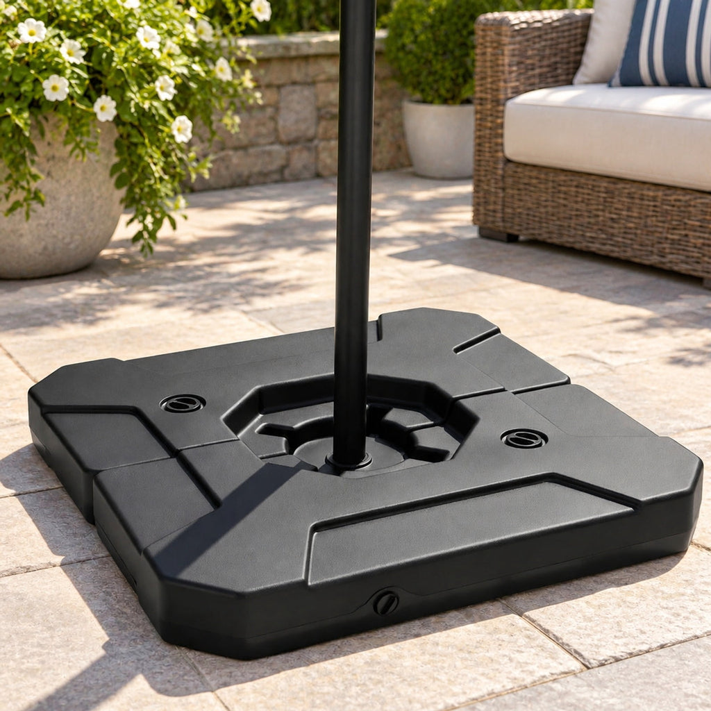 Airfind 274 LBS Cantilever Patio Umbrella Base with Handles, HDPE Frame, 35 Inch x 35 Inch x 5 Inch Compatible Base Hole Spacing 9 Inch Footprint, Black