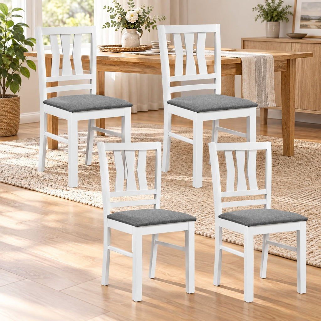 Airfind Set of 2 Linen Style Upholstered Dining Chairs with Wood Frames, Chair 330 lbs Capacity, Rubber Wood Polyester Sponge Engineered Wood Frame