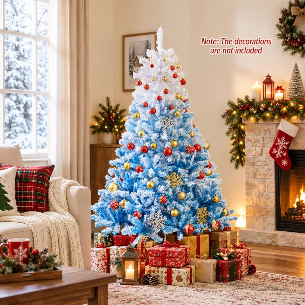 Airfind 2025 New Artificial Christmas Tree with 456 Branch Tips and Folding Metal Stand-6FT, Blue, Diameter of Stand 16 Inch 18 Inch 20 Inch 22 Inch