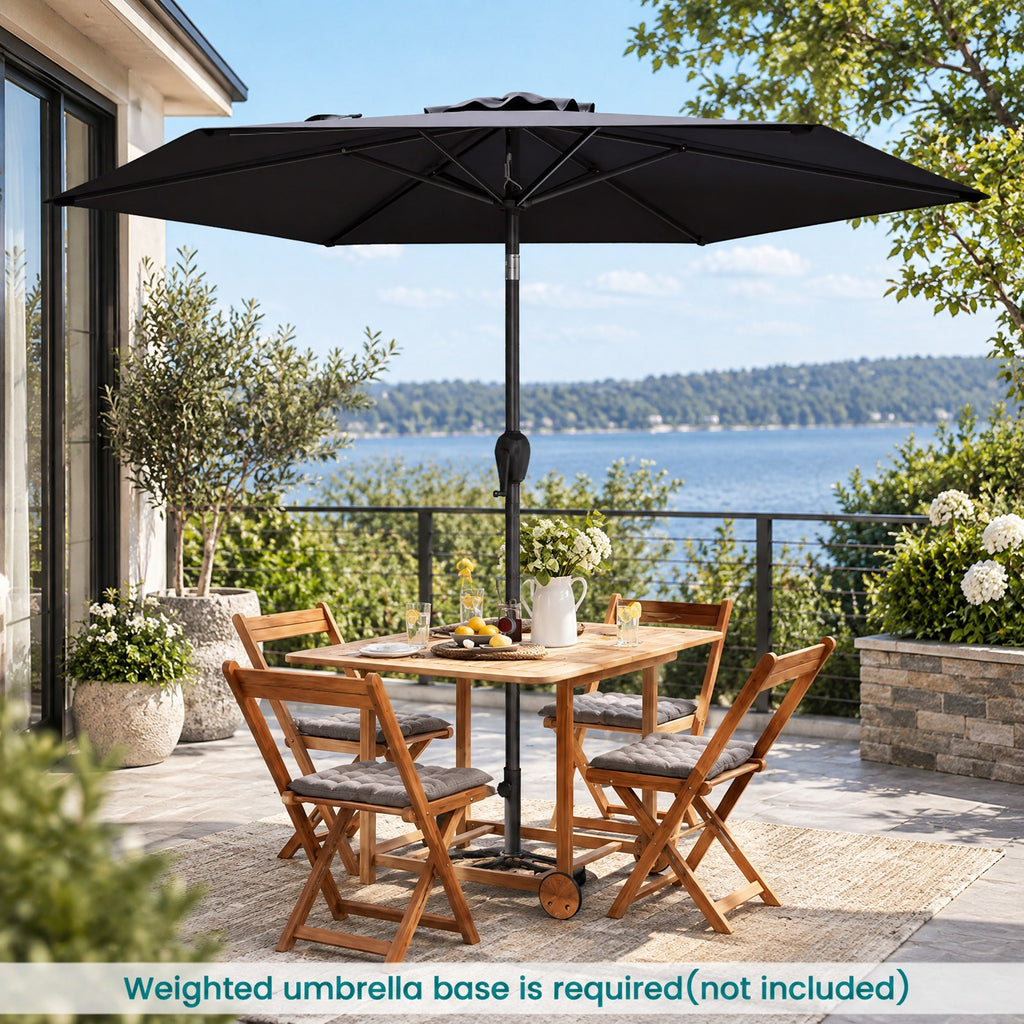 Airfind 7.5 feet Outdoor Patio Heavy Duty Market Umbrella with Push Button Tilt, Metal Polyester Frame, Black