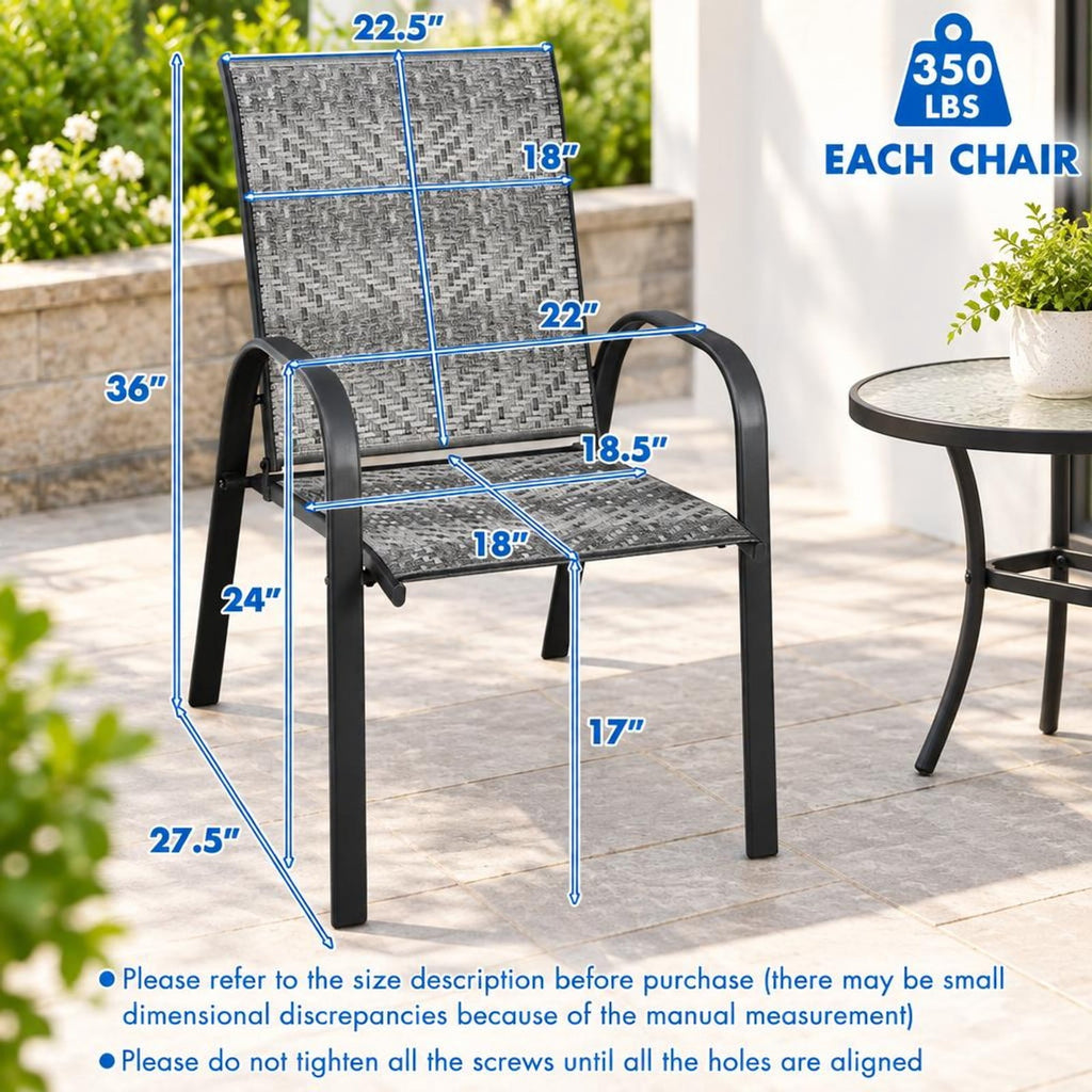 Airfind Set of 6 Outdoor PE Wicker Stackable Chairs with Sturdy Steel Frame, PE rattan steel Frame, Gray