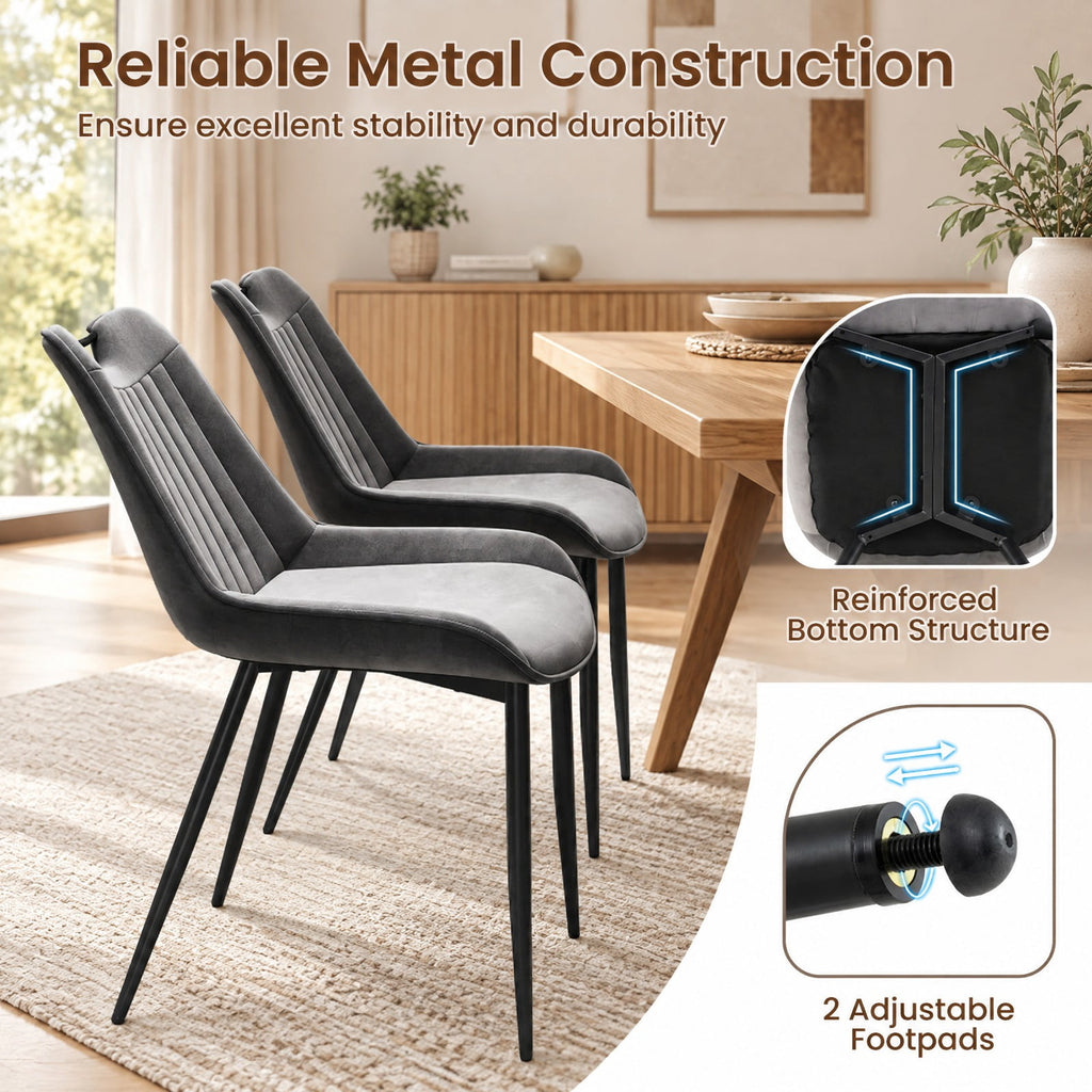 Airfind Dining Chair Set of 4 Faux Leather Upholstered Kitchen Chairs with Metal Legs, 330 lbs Capacity, PU Leather Sponge Metal GR/TU Frame, Gray