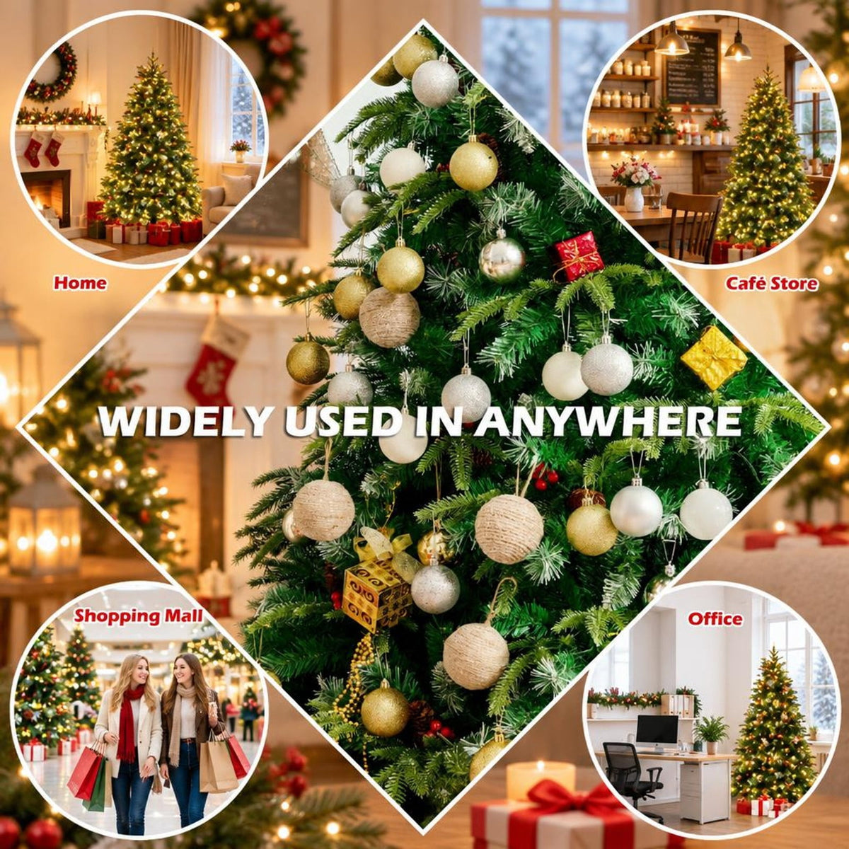 Airfind Pre-Lit Snowy Christmas Hinged Tree with Flash Modes and Multi-Color Lights-5 ft, PE PVC iron Height: 5 ft Base: 3.3 ft Frame, Green