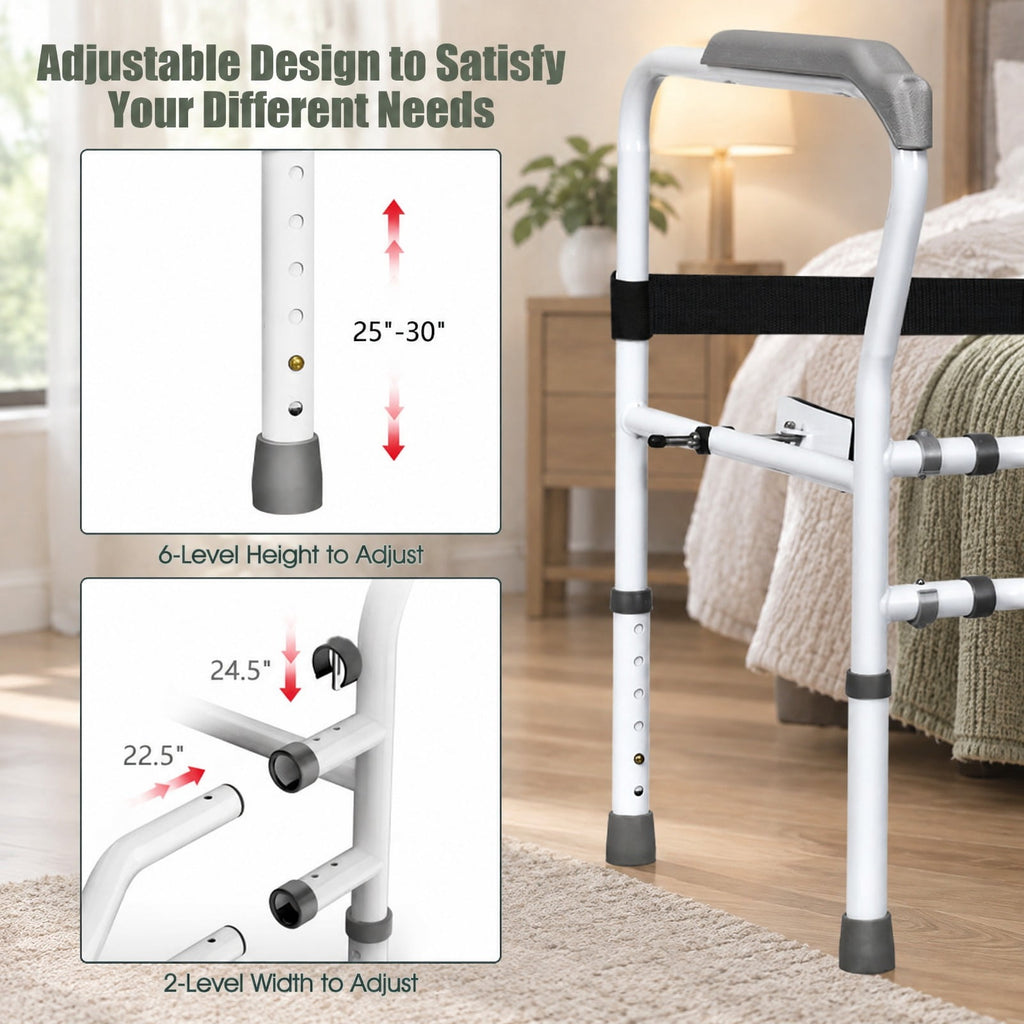 Airfind Steel Safety Toilet Rail with Created Fixable Clamp, 300 lbs Capacity, Carbon steel pipe HDPE Frame, 24.5 x 19x 30 Footprint