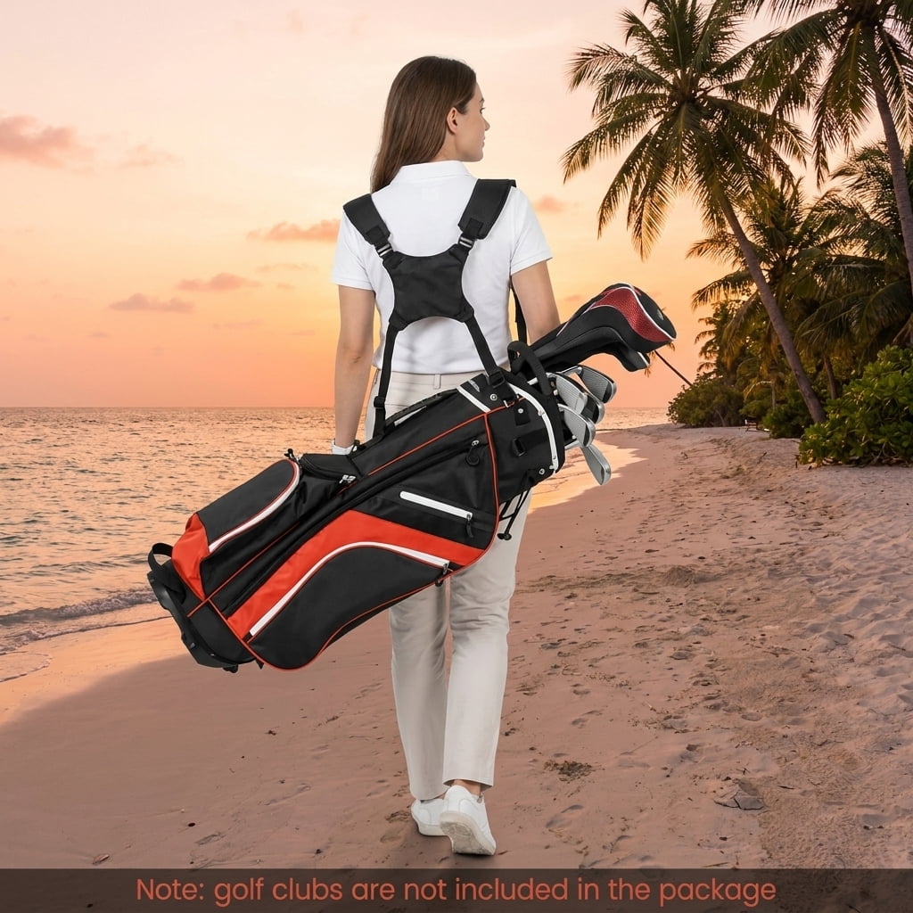 Airfind 14-Way Stand Bag with Cushioned Hip Strap and Rain Hood for Walking Rounds, Red