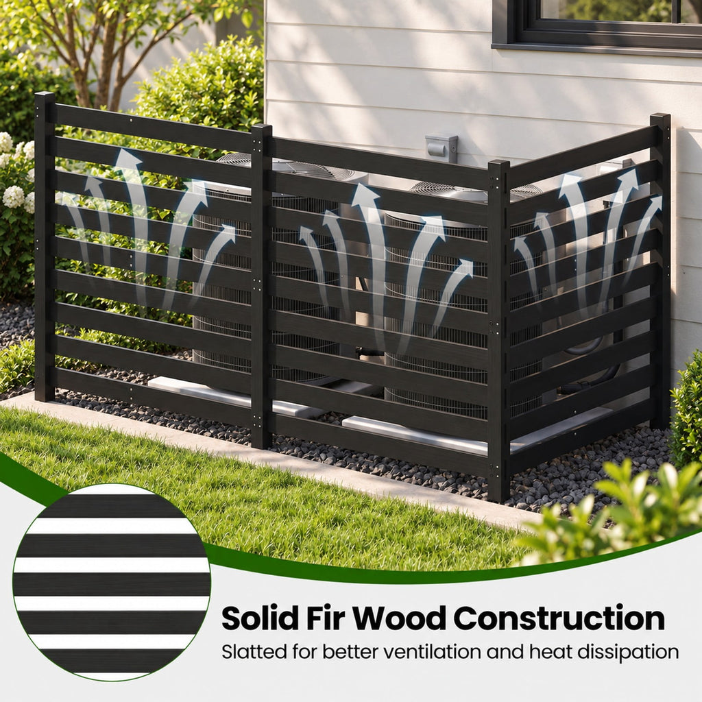 Airfind 3-Panel Wooden Outdoor Privacy Fence with Ground Stakes, Fir Wood Frame, Black, Product Dimensions of Each Screen 38.5 Inch