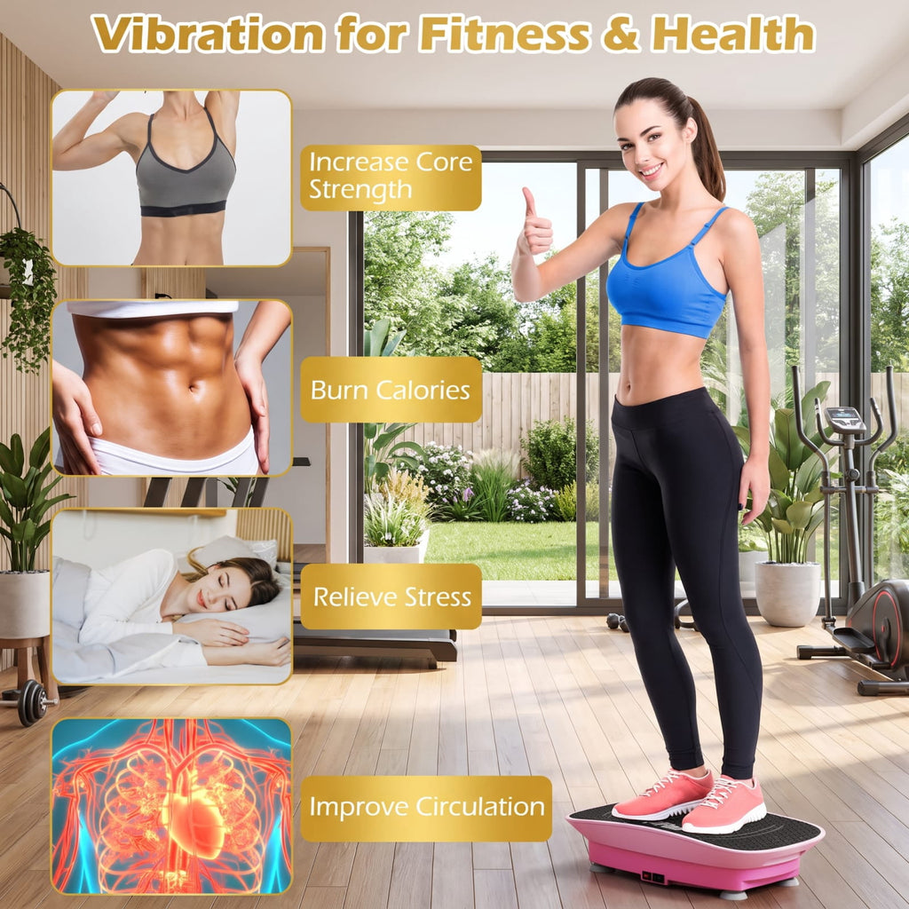 Airfind Vibration Plate Exercise Machine with 10 Speed Levels and Remote for Whole Body Workout Lymphatic Drainage, Pink