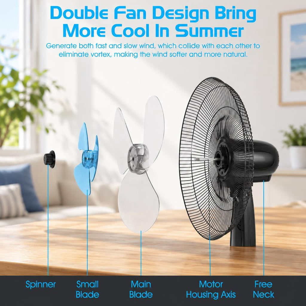 Airfind 16 Inches Adjustable Height Fan with Quiet Oscillating Stand for Home and Office, PP iron Frame, Black