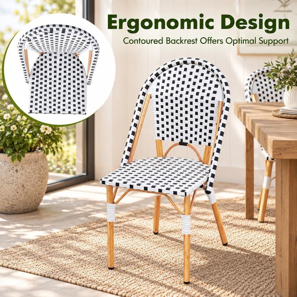 Airfind French Bistro Chair Set of 2 with Galvanized Metal Framex, 330 lbs Net Weight of 2 Chairs: 24.5 lbs Capacity, White