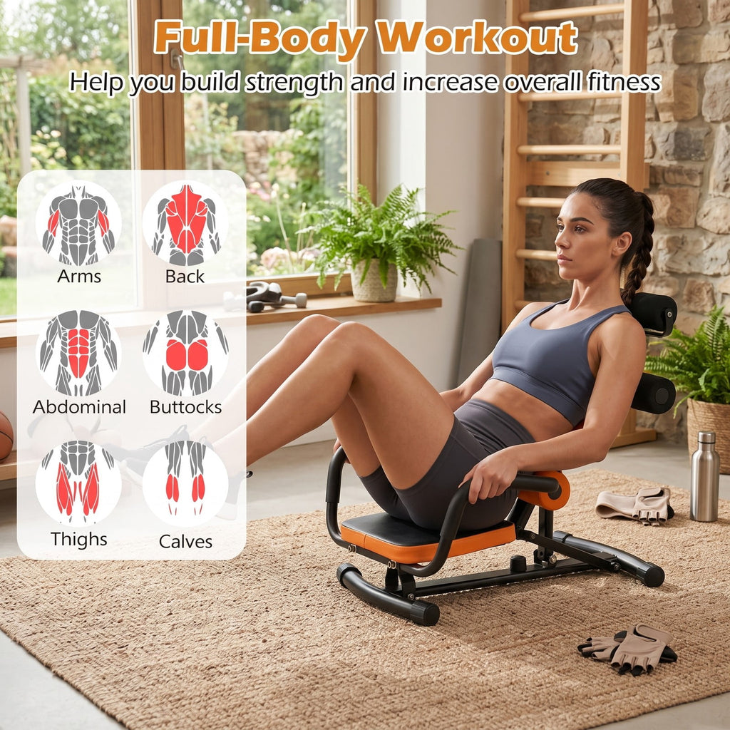 Airfind Abdominal Trainer Core Crunch Exercise Bench Machine, Adjustable Height Ab Twister Workout Equipment for Home Gym, Orange