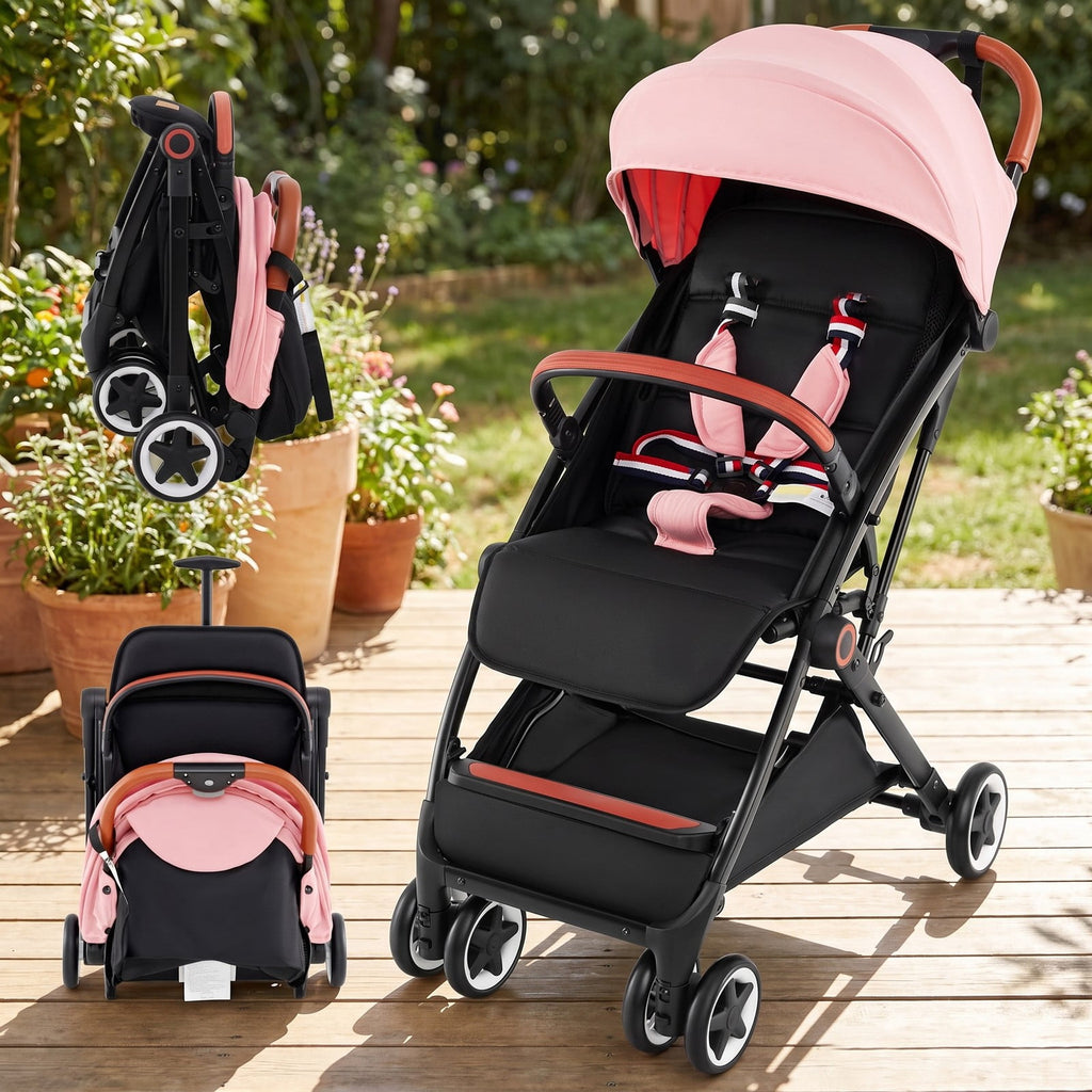 Airfind Lightweight Aluminium Frame Baby Stroller with Net, Aluminium Alloy Iron Fabric Frame, for 0-3 years old, 28.5 x 20.5 x 38 Footprint