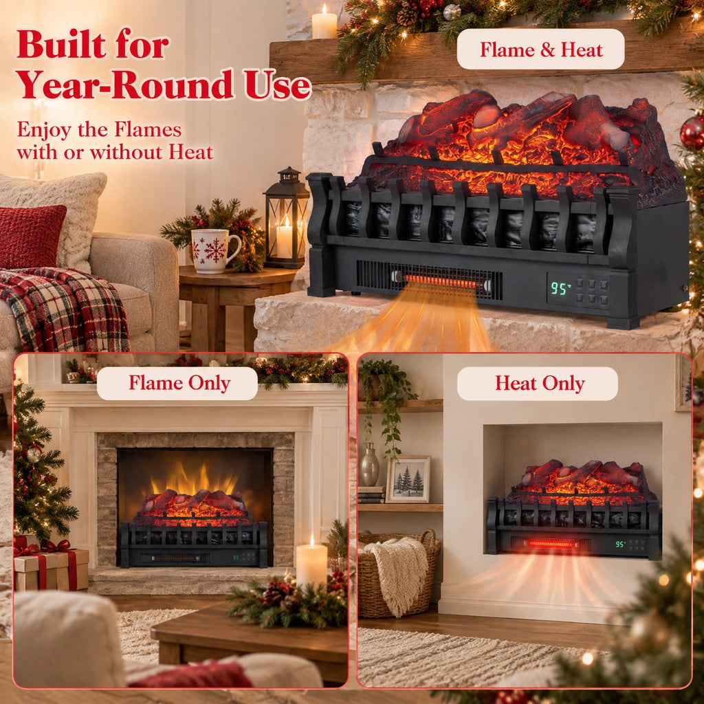 Airfind 23 Inch Wifi Fireplace Insert Lemonwood Set featuring App and Remote, Metal Resin Frame, 23 Inch x 8.9 Inch x 12.6 Inch Cord Length 5.8 Ft Footprint, Black