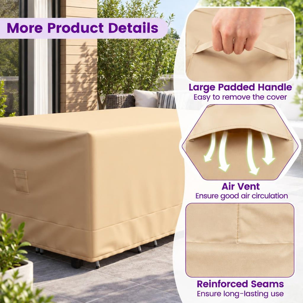 Airfind Patio Furniture Cover with Padded Handle and Click-Close Straps-90 x 50 x 32 inches, Polyester PU Frame, Beige Blue
