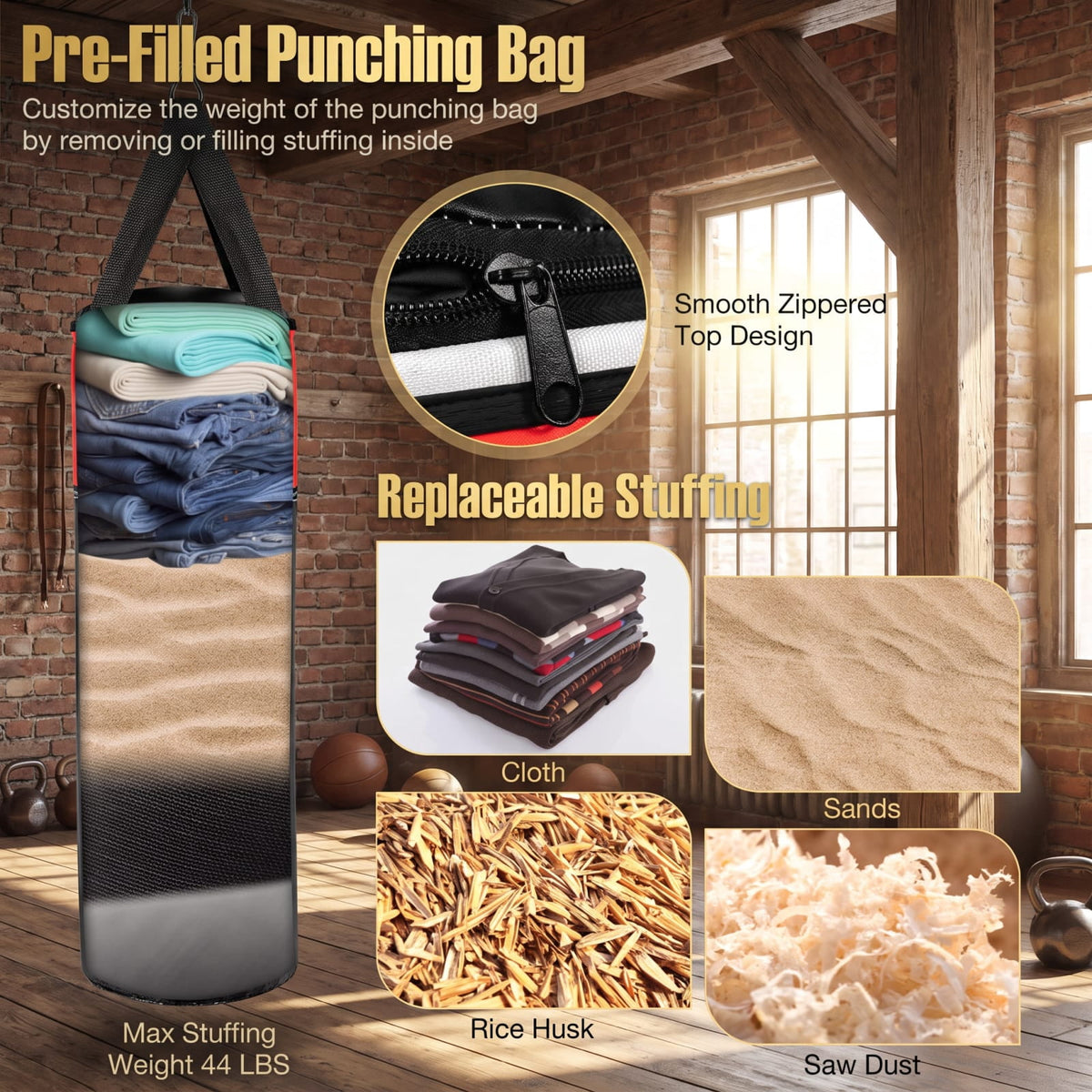 Airfind 11 Pound Kids Hanging Punching Bag Set with Hand Wraps and Padded Gloves for Karate Taekwondo Practice and Home Boxing Training, Black