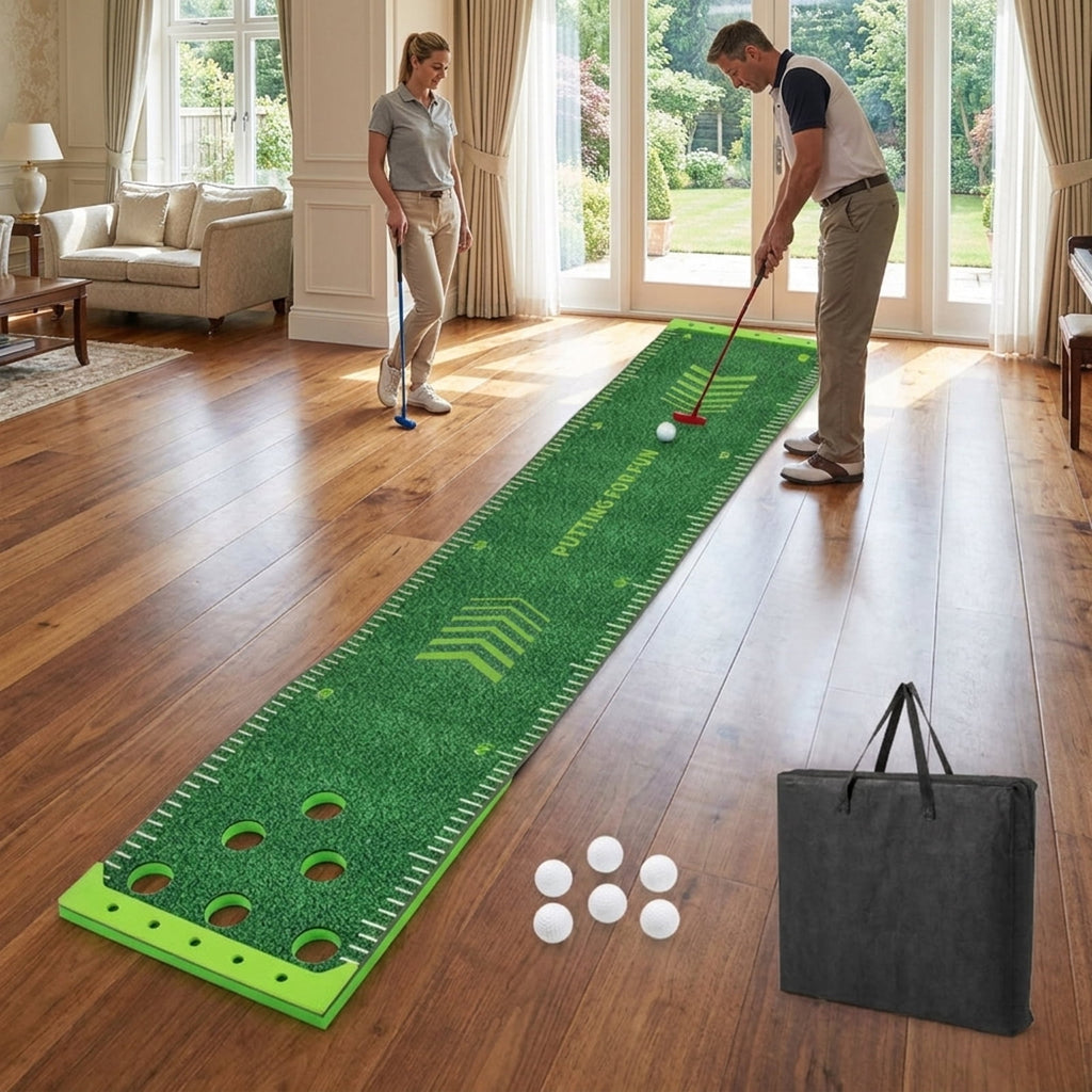Airfind Premium Golf Hitting Practice Mat with thickened turf simulation and rubber anti-slip base plus ball tee holes for backyard driving practice, Green