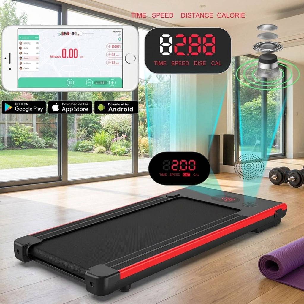 Airfind 2.25HP 2-in-1 Walk-to-Run Folding Treadmill with APP Sync Audio Console, Red