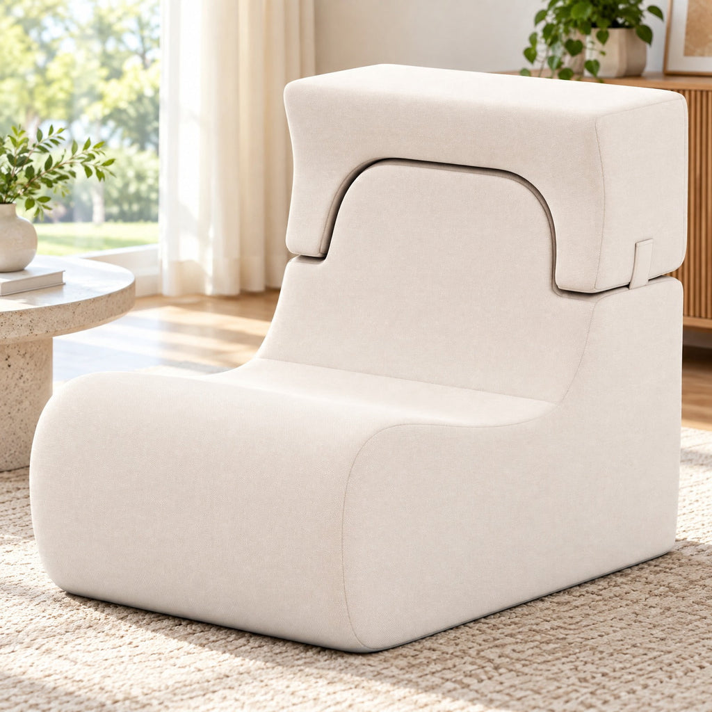 Airfind Floor Chair, Lazy Sofa with Detachable Headrest, 350 lbs Capacity, Ice Velvet Sponge Frame with Functional Design, Gray
