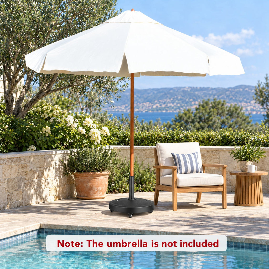 Airfind 51LBS 20.5Inch Outdoor Umbrella Base with Wheels and Handles, 20.5 x 16.5 (Dia. x H)Suitable Umbrella Pole Footprint