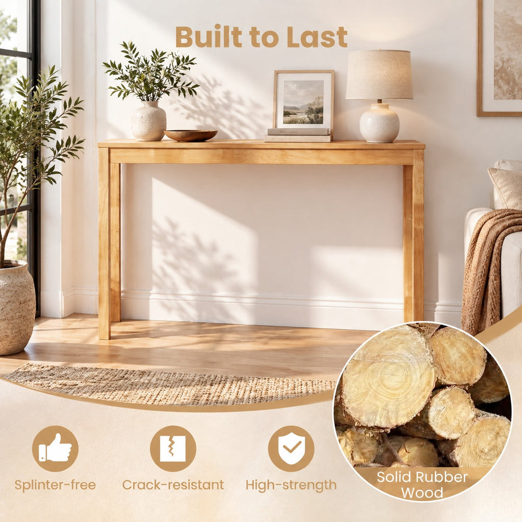Airfind Wooden Console Table Modern Farmhouse Sofa Table with Thickened Top, 132 lbs Capacity, Rubber Wood MDF Frame, 48 x 12 x 32 Footprint