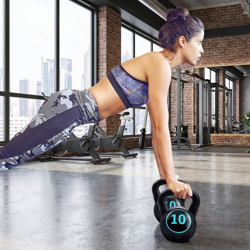 Airfind 3-Piece Cement Kettlebell Set (5-10-15 lbs) for Functional Strength Training, Black