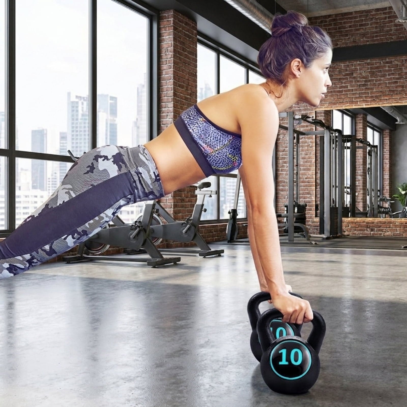 Airfind 3-Piece Cement Kettlebell Set (5-10-15 lbs) for Functional Strength Training, Black