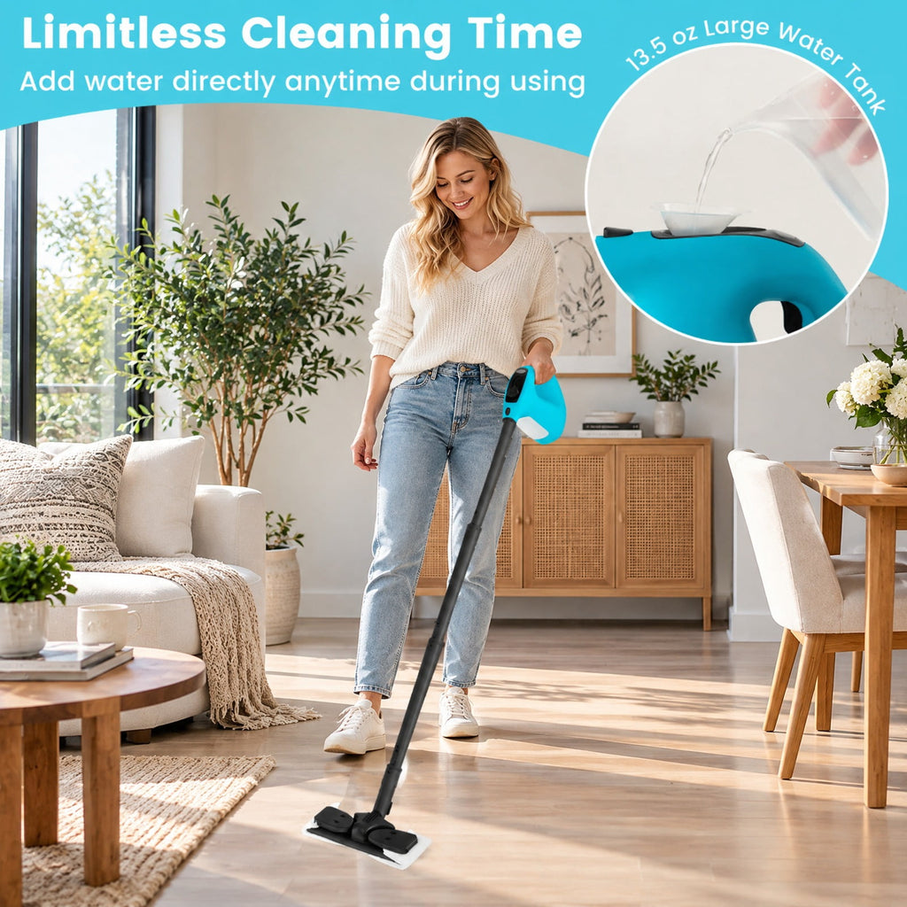 Airfind 1400W Handheld Steam Cleaner with 14-Piece Accessory Kit and Child Lock, PP Frame, 13 x 5 x 9.5 Footprint, Blue