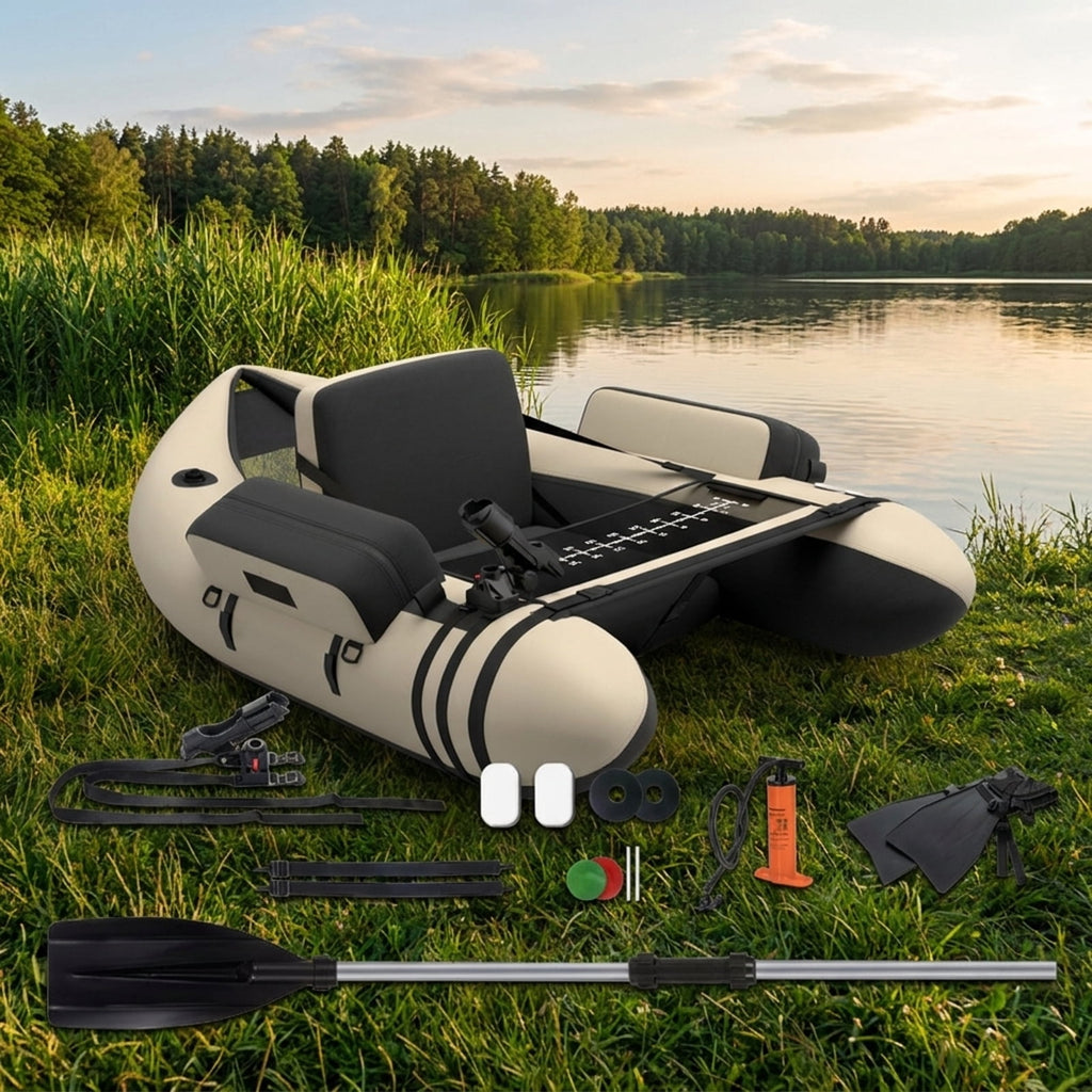 Airfind Inflatable Float Tube for Fly Fishing with Storage Pockets, Beige
