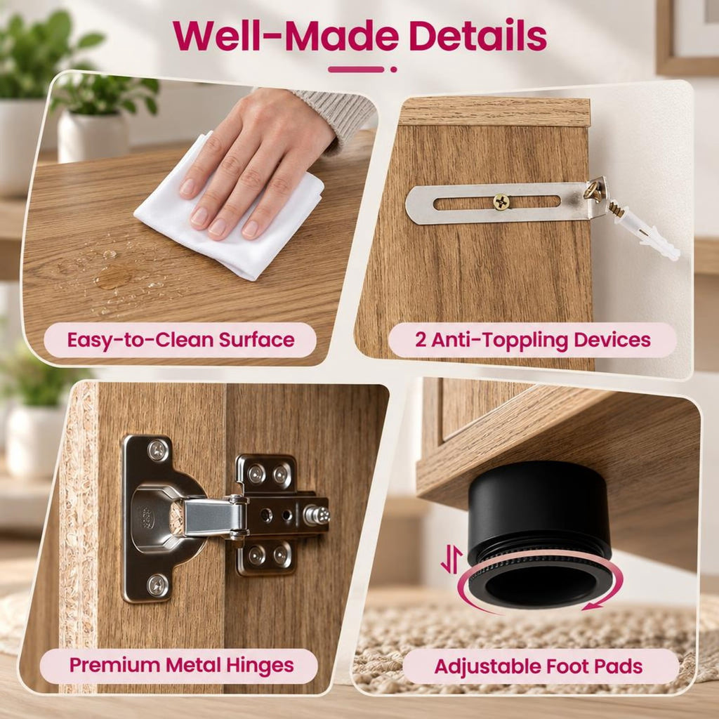 Airfind Farmhouse Bathroom Floor Cabinet with Sliding Barn Door, 44 Lbs Capacity, Engineered Wood, 23.5 Inch X 12 Inch X 59 Inch, Natural