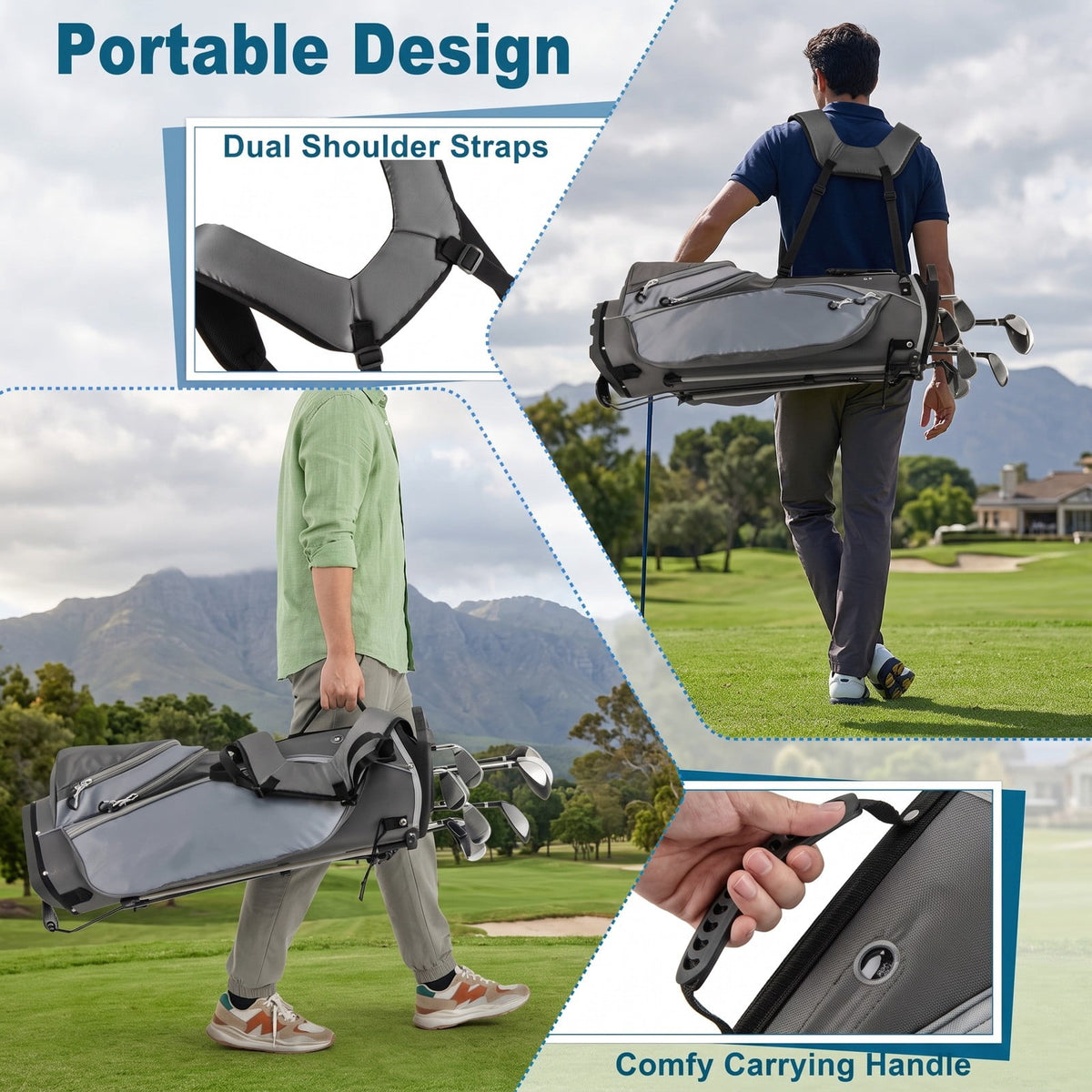 Airfind Mens Complete Golf Club Package Set, 10-Piece Right-Handed Kit with 460cc Driver, Fairway Wood, Hybrid, Irons, Putter and Stand Bag, Gray