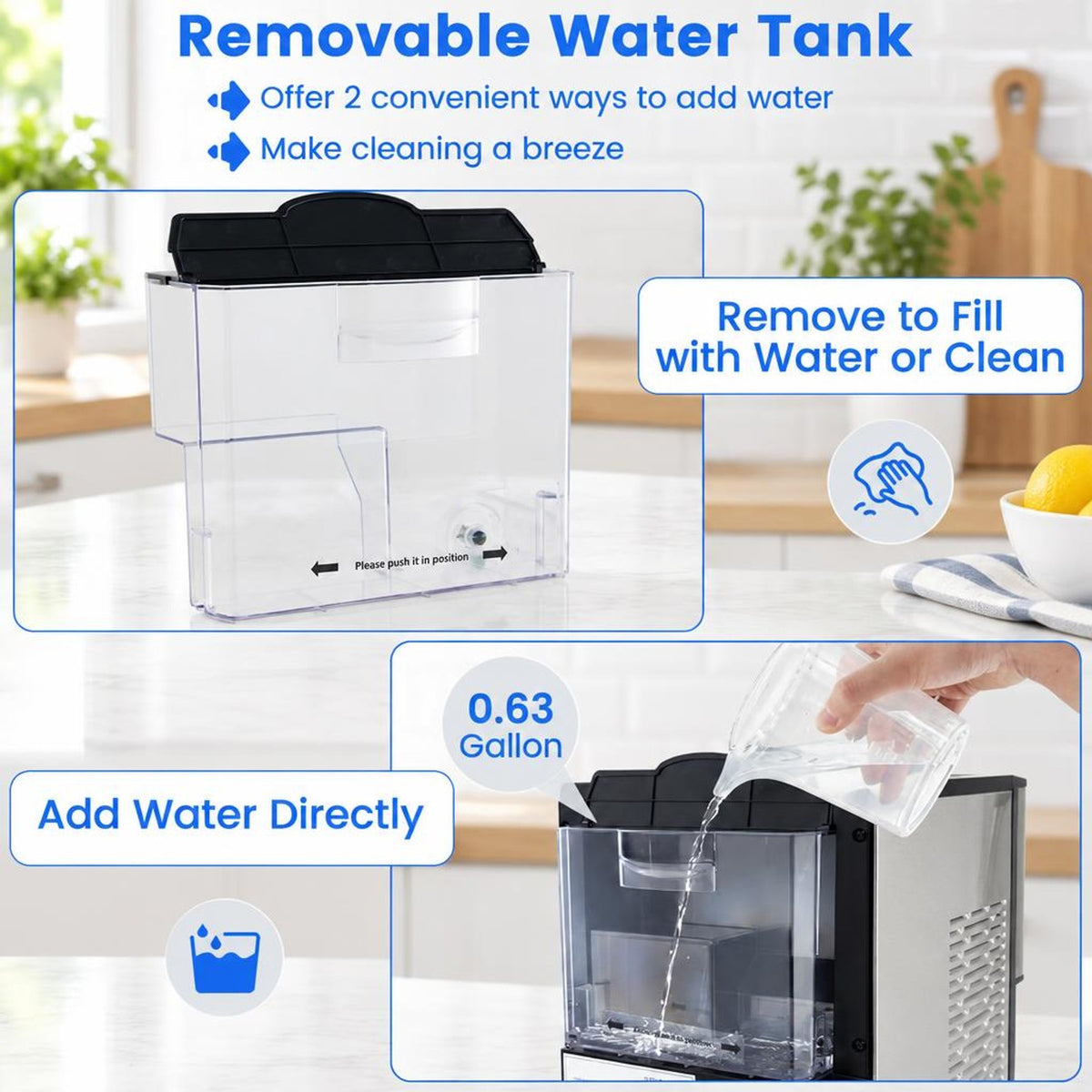Airfind Self Dispensing Nugget Ice Maker Countertop with Soft Chewable Pellet Ice Cubes, Silver, 15 mins fast ice making for high efficiency