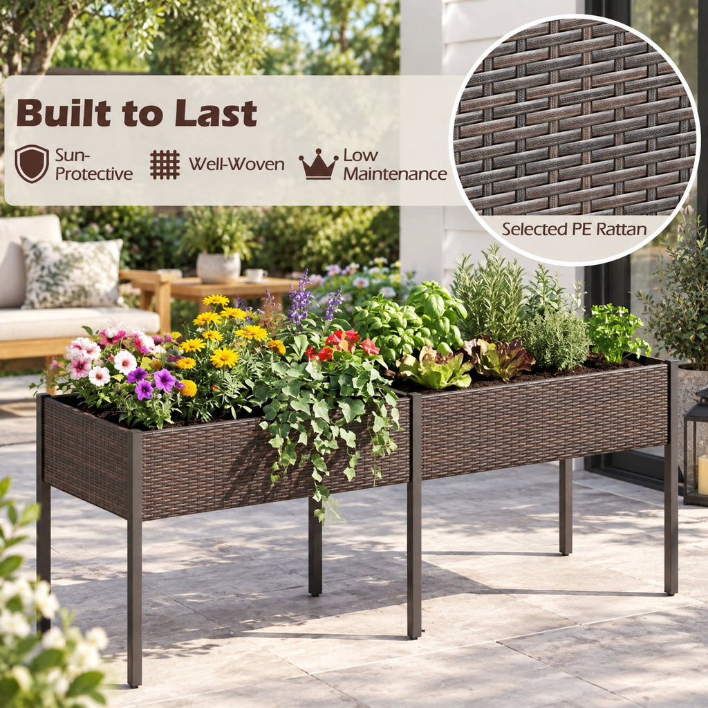 Airfind Raised Garden Bed with Legs and Removable Liner for Vegetables Herbs Patio, Planter 176 lbs Total Capacity, PE Rattan Metal Fabric Frame