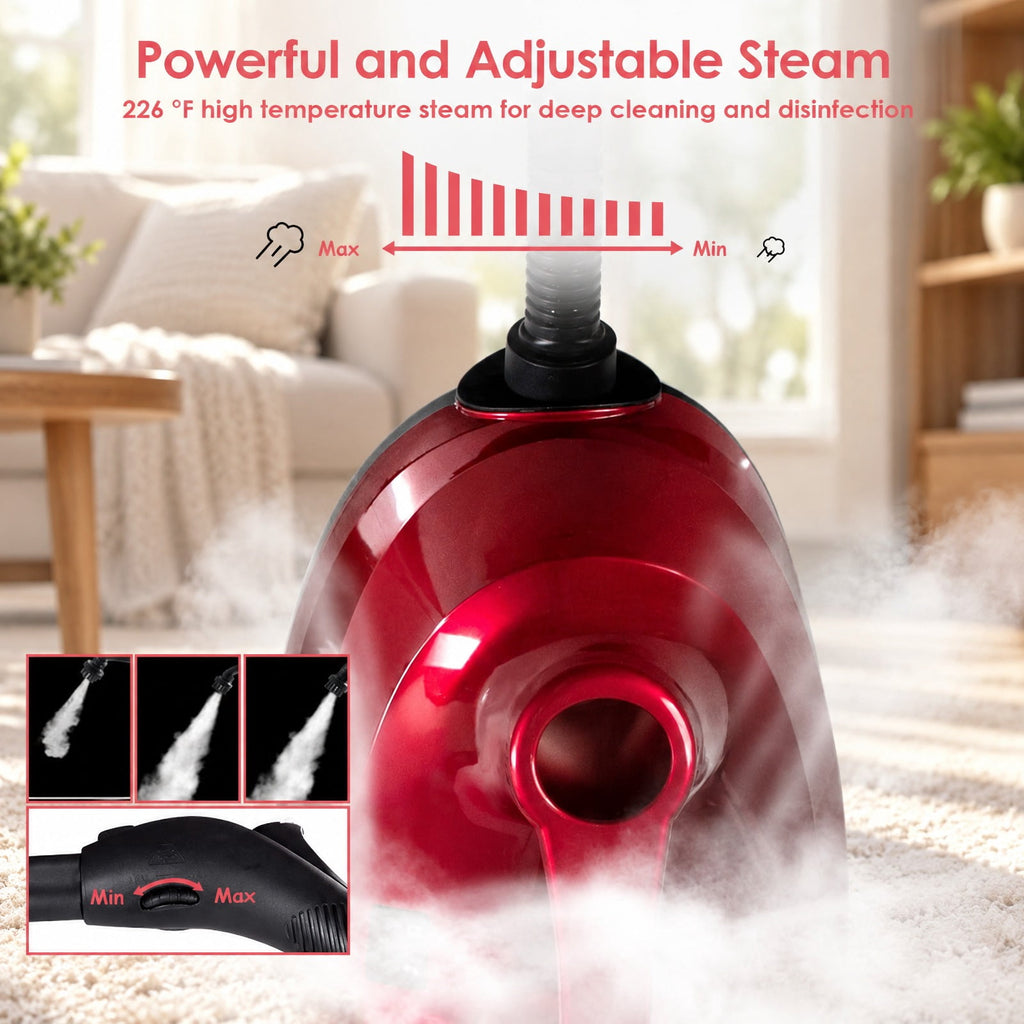Airfind 2000W Heavy Duty Multi-purpose Steam Cleaner Mop with Detachable Handheld Unit, ABS Frame, : 10 x 17 x 10 Footprint, Red