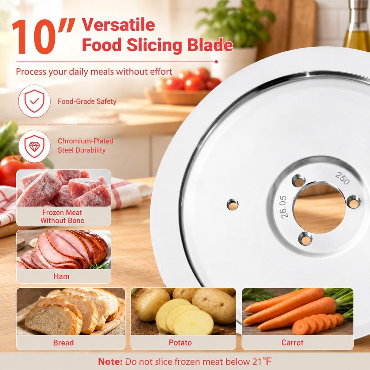 Airfind Commercial Meat Slicer with 10in Carbon Steel Blade and 0-0.47in Adjustable Thickness for Frozen Meat Cheese, 19.5in x 16in x 14inBlade Footprint