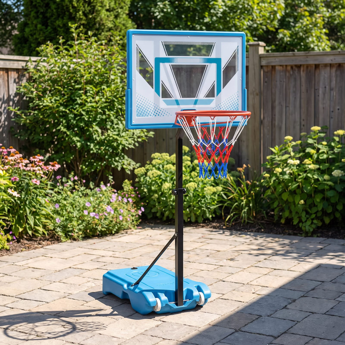 Airfind Pool Basketball Hoop with 3 Level Adjustable Height Shatterproof PC Backboard Weighted Base and Wheels for Swimming Pool Poolside Fun, Blue