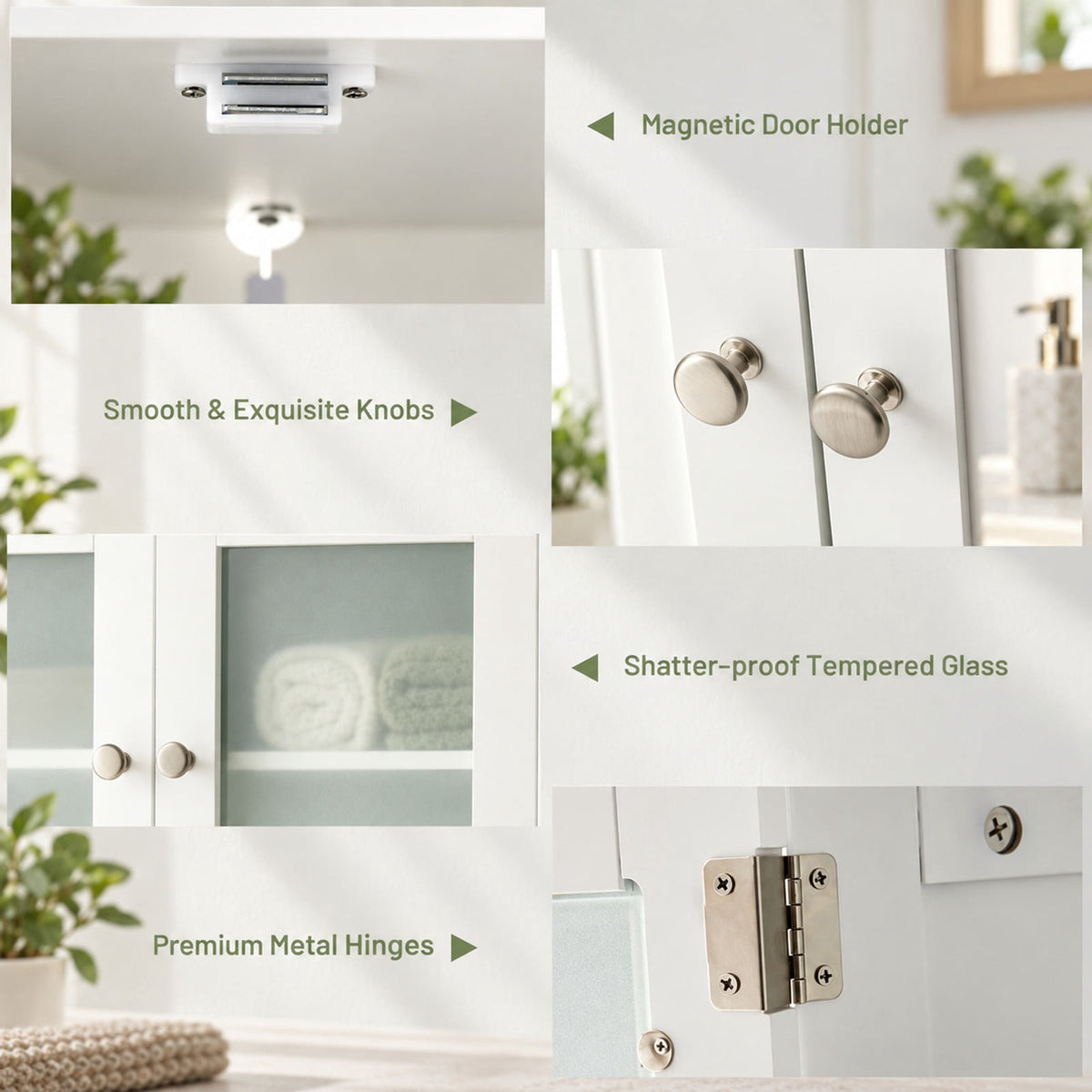 Airfind Bathroom Floor Storage Locker Kitchen Cabinet with Doors and Adjustable Shelf, MDF Frame, 23 x 12 x 43 inch Footprint, White